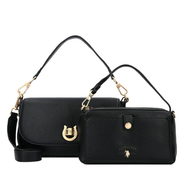 Bolso U.S. POLO ASSN. middleton flap black con herradura - Querol online