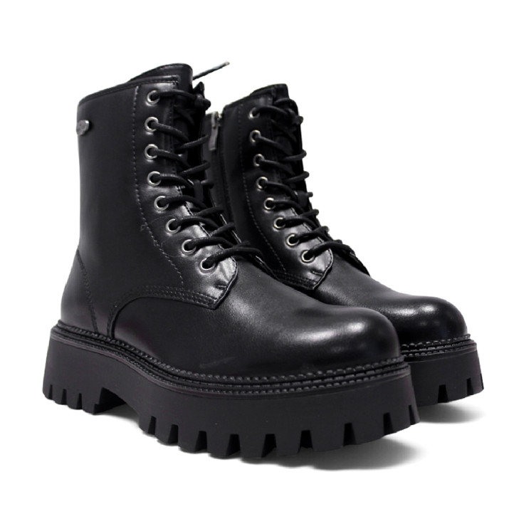 Botins plataforma BB Up negres d'estil militar de canya estreta i plataforma - Querol online
