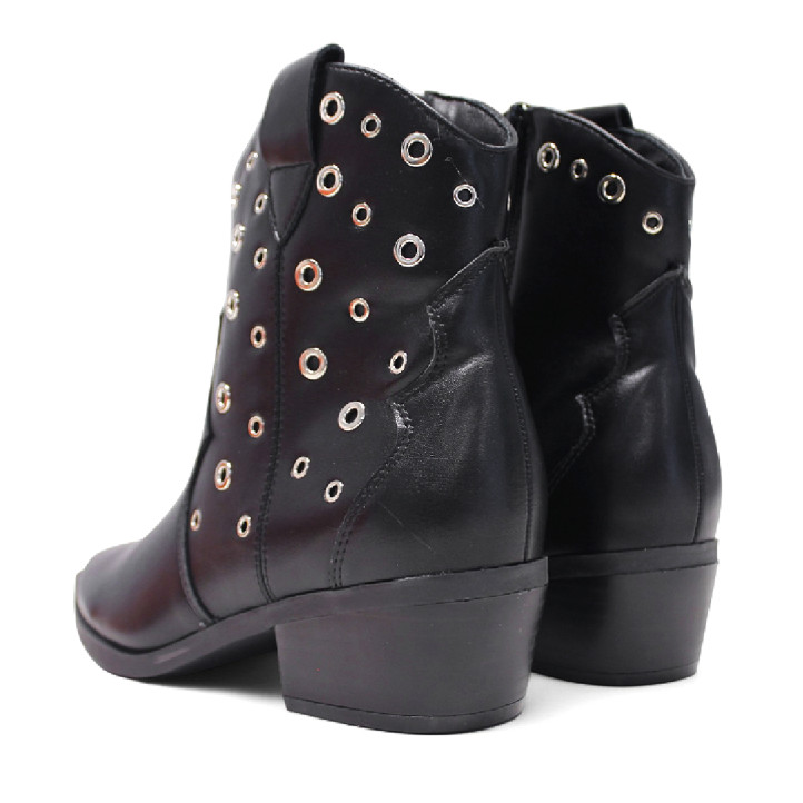 Botins de taló BB Up negres d'estil cowboy amb traus metàlics - Querol online