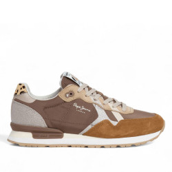 Zapatillas urban Pepe Jeans brit glitter camel con panel trasero de animal print - Querol online