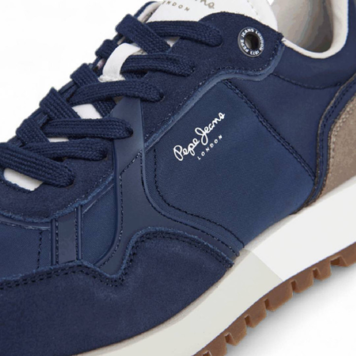 Zapatillas deportivas Pepe Jeans ari club m azul marino con panel marrón - Querol online