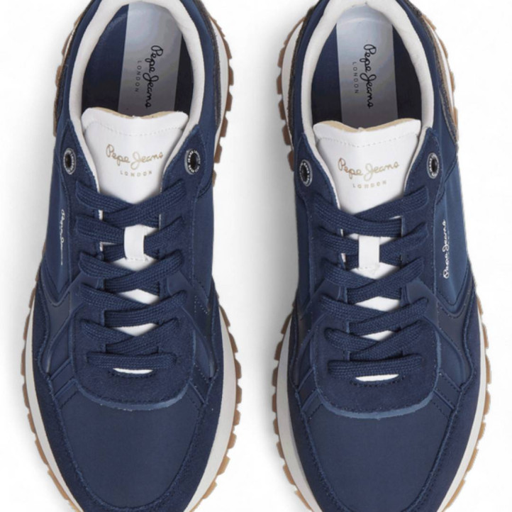 Zapatillas deportivas Pepe Jeans ari club m azul marino con panel marrón - Querol online