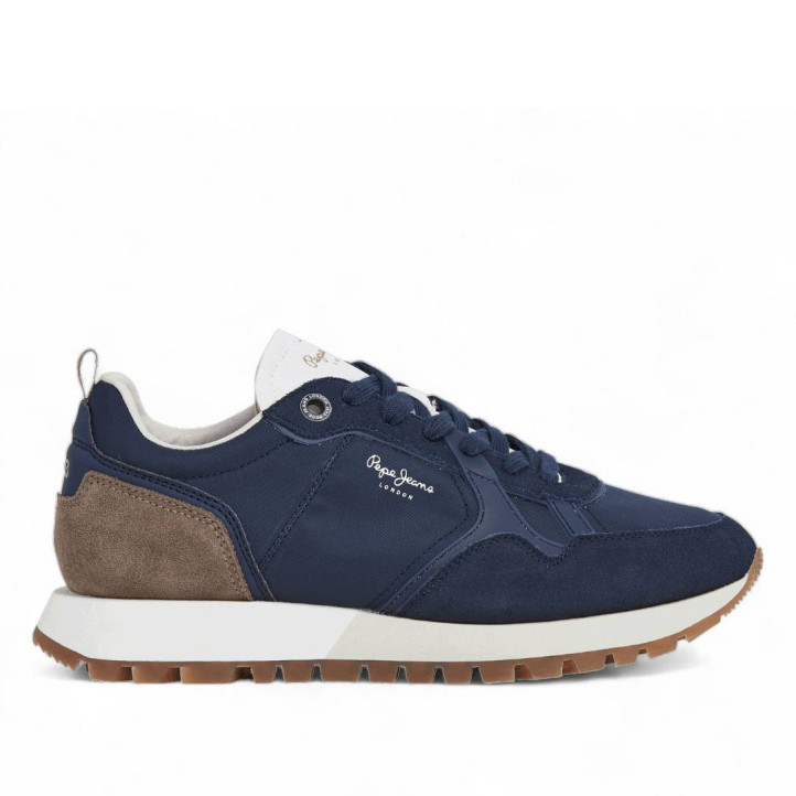Zapatillas deportivas Pepe Jeans ari club m azul marino con panel marrón - Querol online