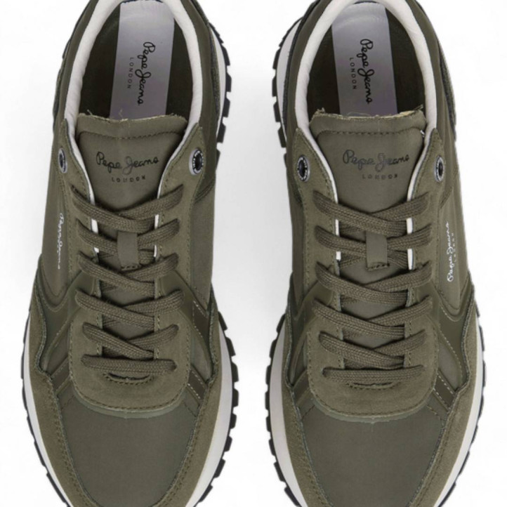 Zapatillas deportivas Pepe Jeans ari soft kaki con suela blanca - Querol online
