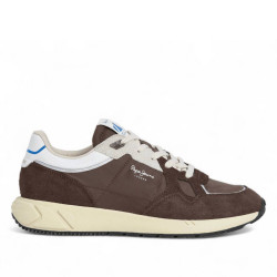 Zapatillas deportivas Pepe Jeans marlon vibe marrón chocolate con paneles blancos - Querol online