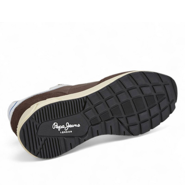 Zapatillas deportivas Pepe Jeans marlon vibe marrón chocolate con paneles blancos - Querol online