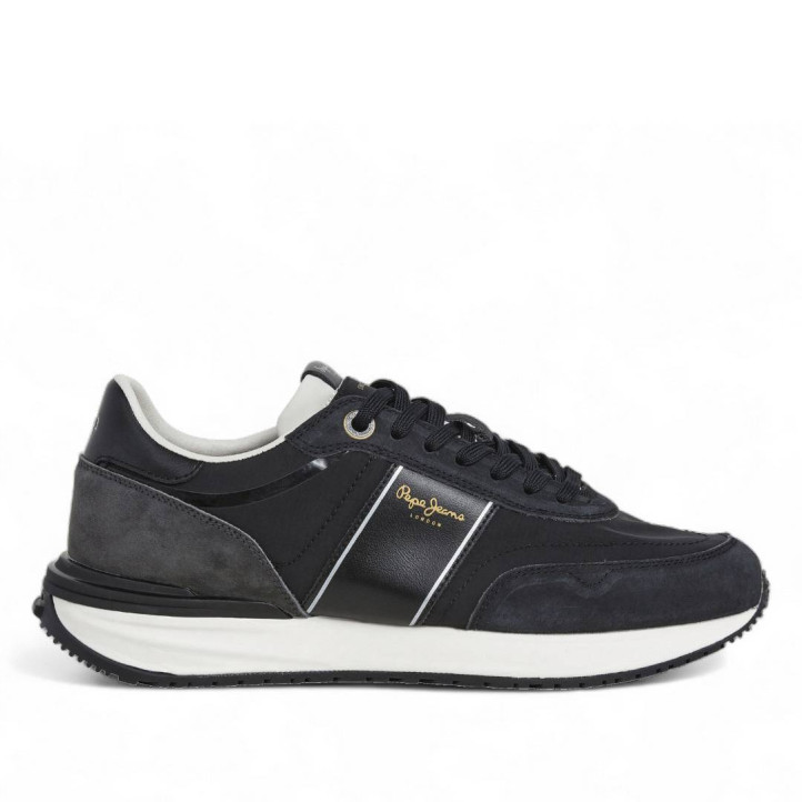 Zapatillas deportivas Pepe Jeans buster serie negras con detalles en blanco - Querol online