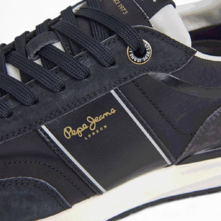 Zapatillas deportivas Pepe Jeans buster serie negras con detalles en blanco - Querol online