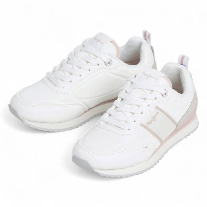 Zapatillas deporte Pepe Jeans dublin fame blancas con detalles rosas - Querol online