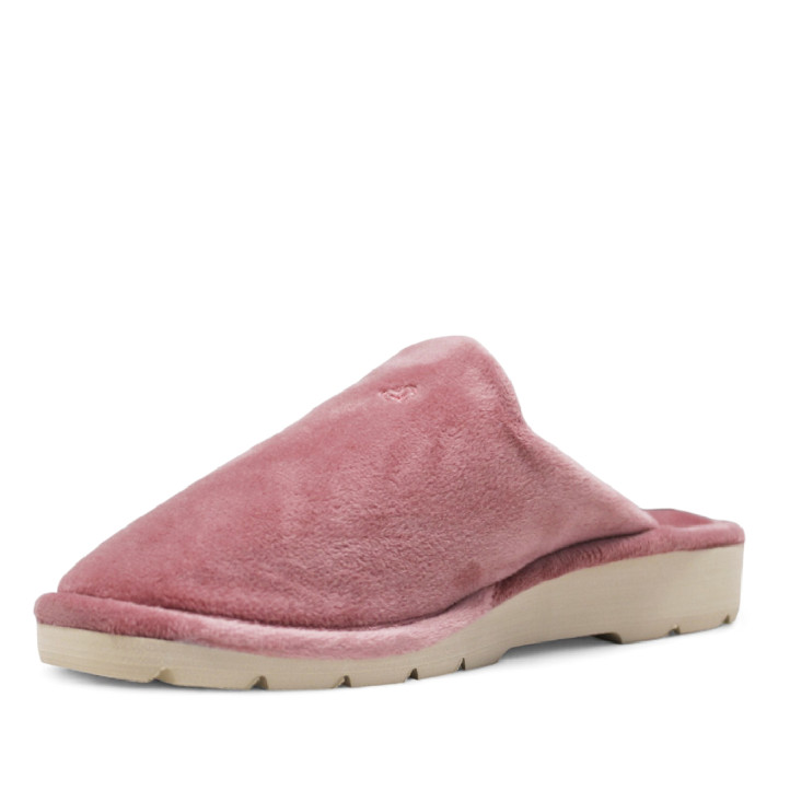 Zapatillas casa BEREVERE rosas con pelito y dibujos de corazones y estrellas - Querol online
