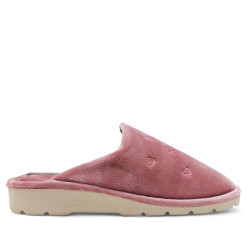 Zapatillas casa BEREVERE rosas con pelito y dibujos de corazones y estrellas - Querol online