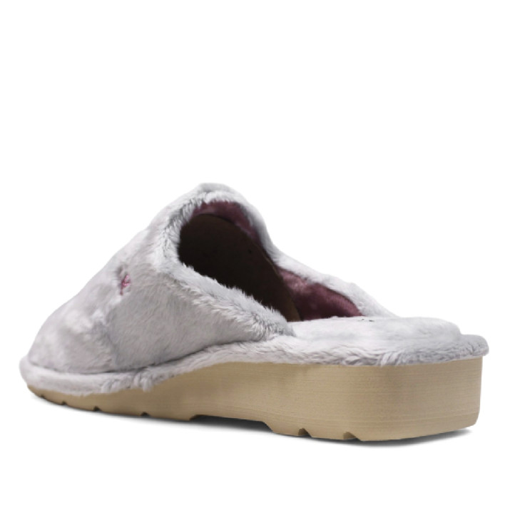 Zapatillas casa BEREVERE grises de pelito con logo entrelazado - Querol online