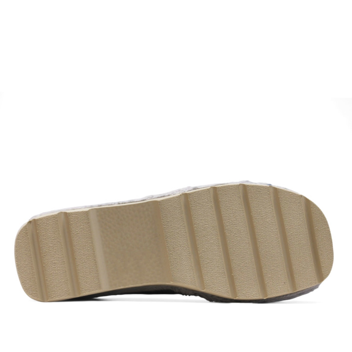 Zapatillas casa BEREVERE grises de pelito con logo entrelazado - Querol online