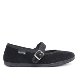 Ballarines Victoria oda mercedes en vellut negre i sivella - Querol online