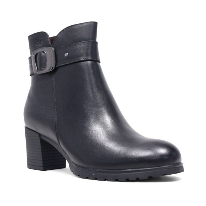 Botines tacón Treintas negros con hebilla decorativa irregular - Querol online