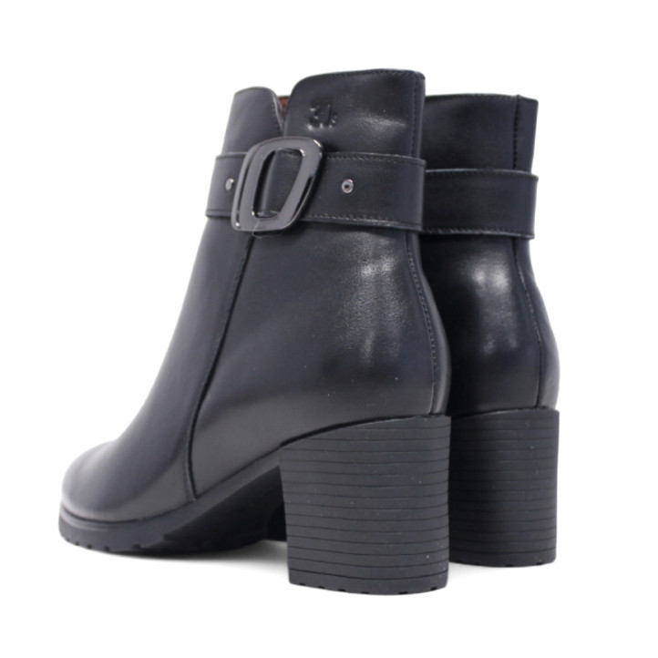 Botines tacón Treintas negros con hebilla decorativa irregular - Querol online