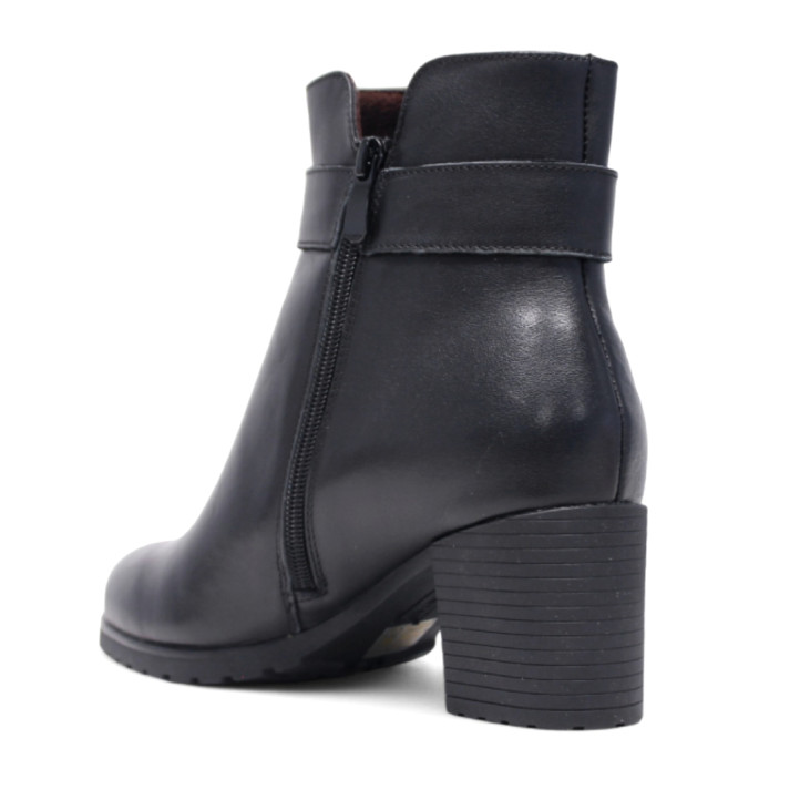 Botines tacón Treintas negros con hebilla decorativa irregular - Querol online
