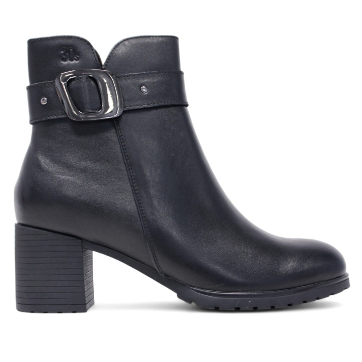 Botines tacón Treintas negros con hebilla decorativa irregular - Querol online