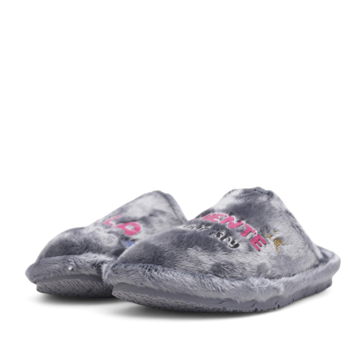 Zapatillas casa Se me ríen los pies grises bella duermiente - Querol online