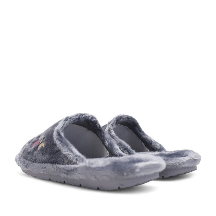 Zapatillas casa Se me ríen los pies grises bella duermiente - Querol online