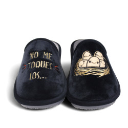 Zapatillas casa Se me ríen los pies negras no me toques los... - Querol online