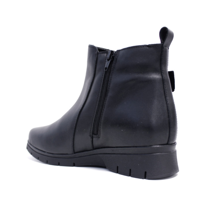 Botines tacón Suite009 negros de piel con hebilla carey y cuña - Querol online