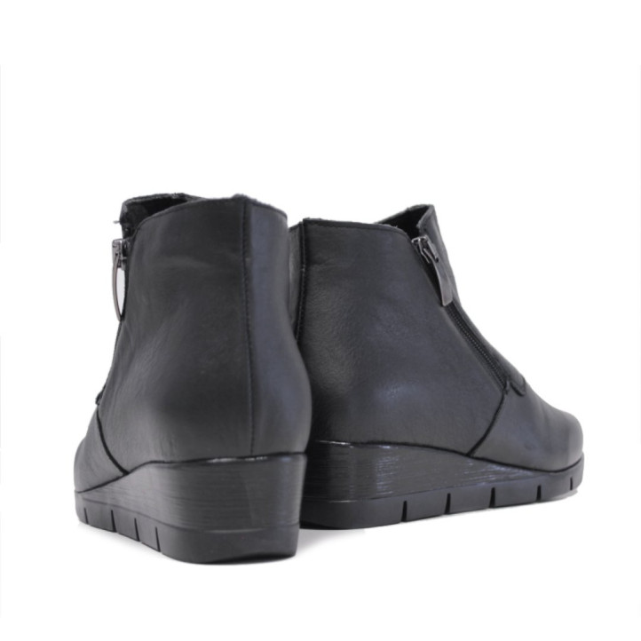 Botines tacón Suite009 negros de piel con paneles cosidos y cremallera lateral - Querol online
