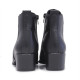 Botines tacón Suite009 negros de piel con panel de goma en la caña y cremallera - Querol online