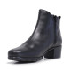 Botines tacón Suite009 negros de piel con panel de goma en la caña y cremallera - Querol online