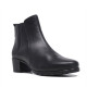 Botines tacón Suite009 negros de piel con panel de goma en la caña y cremallera - Querol online