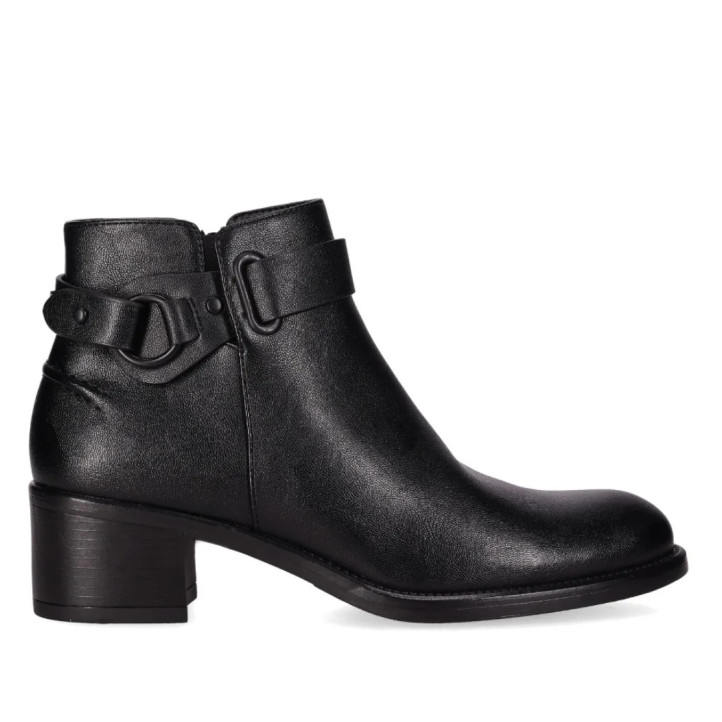 Botines tacón Chika 10 biden 12 negros con hebilla decorativa y tacón medio - Querol online
