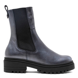 BOTINES DE PIEL METALIZADA MOKA CON ELÁSTICOS CAMILA PORRONET - Querol online