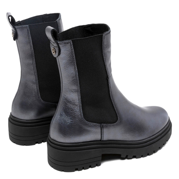 BOTINES DE PIEL METALIZADA MOKA CON ELÁSTICOS CAMILA PORRONET - Querol online