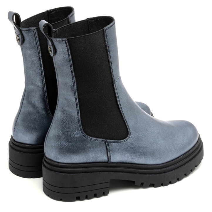 BOTINES DE PIEL METALIZADA PLOMO CON ELÁSTICOS CAMILA PORRONET - Querol online