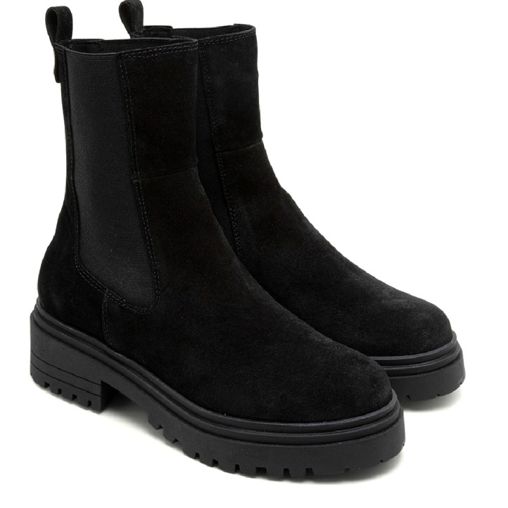 BOTINES DE SERRAJE NEGROS CON ELÁSTICOS CELESTE PORRONET - Querol online