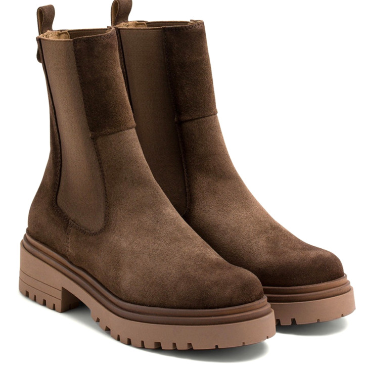BOTINES DE SERRAJE MOKA CON ELÁSTICOS CELESTE PORRONET - Querol online