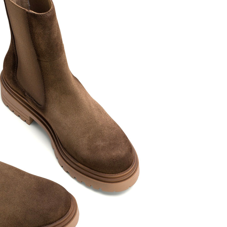 BOTINES DE SERRAJE MOKA CON ELÁSTICOS CELESTE PORRONET - Querol online