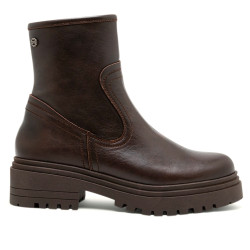 BOTINES DE PIEL MOKA CON CREMALLERA CLARA PORRONET - Querol online