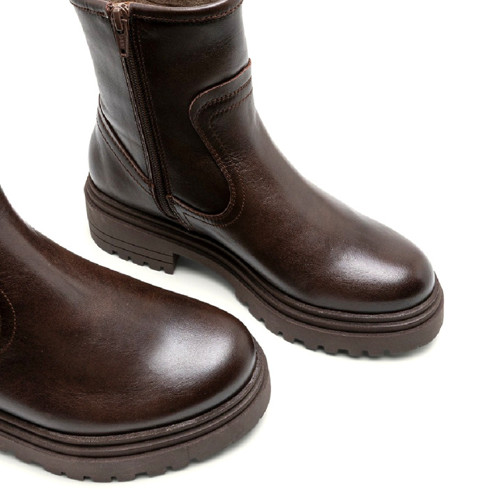 BOTINES DE PIEL MOKA CON CREMALLERA CLARA PORRONET - Querol online