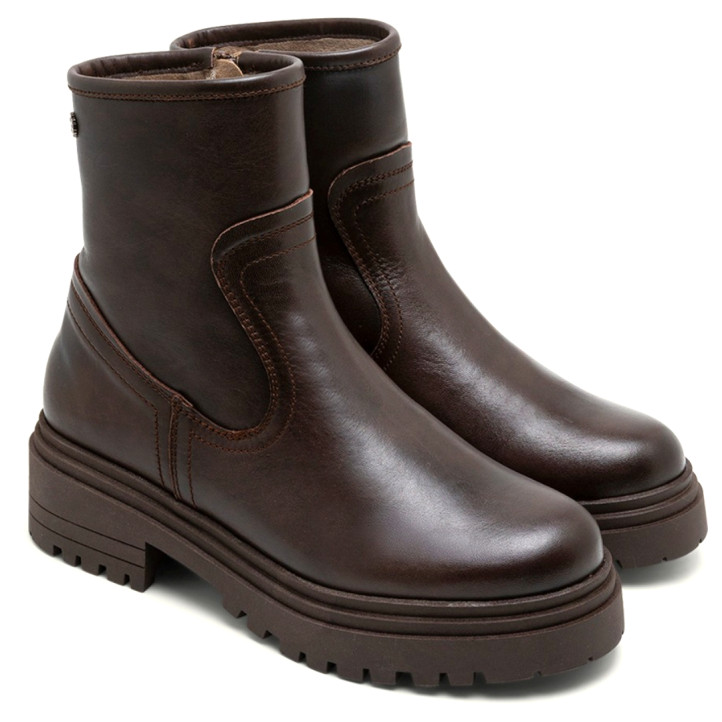 BOTINES DE PIEL MOKA CON CREMALLERA CLARA PORRONET - Querol online