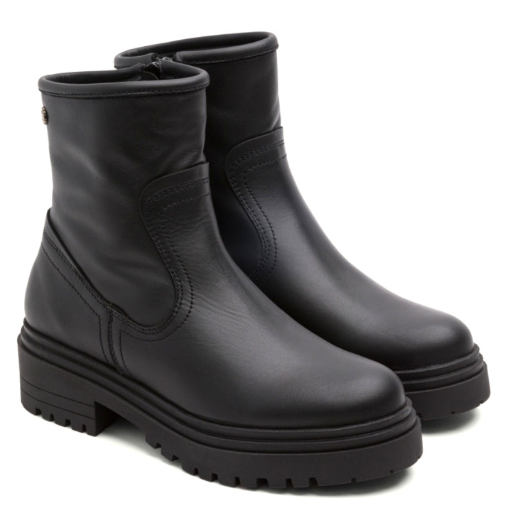 BOTINES DE PIEL NEGROS CON CREMALLERA CLARA PORRONET - Querol online