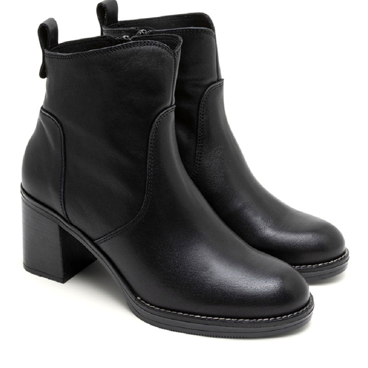 BOTINES DE PIEL DE TACÓN NEGRO RAQUEL PORRONET - Querol online
