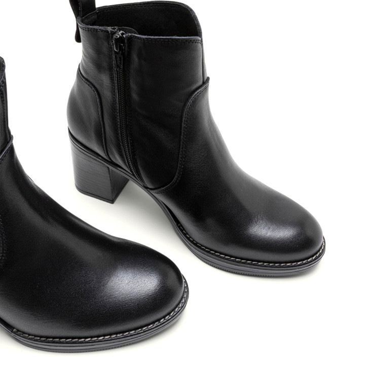 BOTINES DE PIEL DE TACÓN NEGRO RAQUEL PORRONET - Querol online
