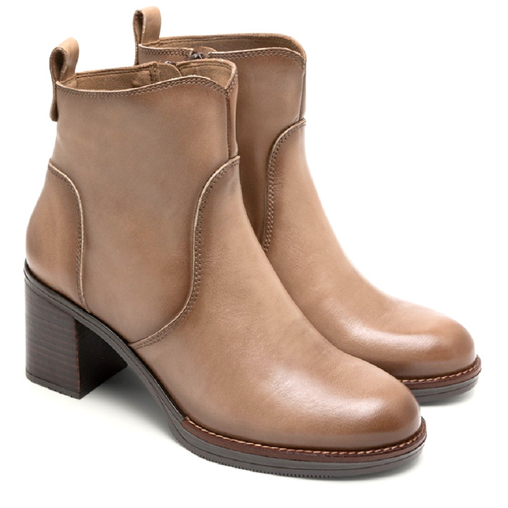 BOTINES DE PIEL DE TACÓN MOKA RAQUEL PORRONET - Querol online