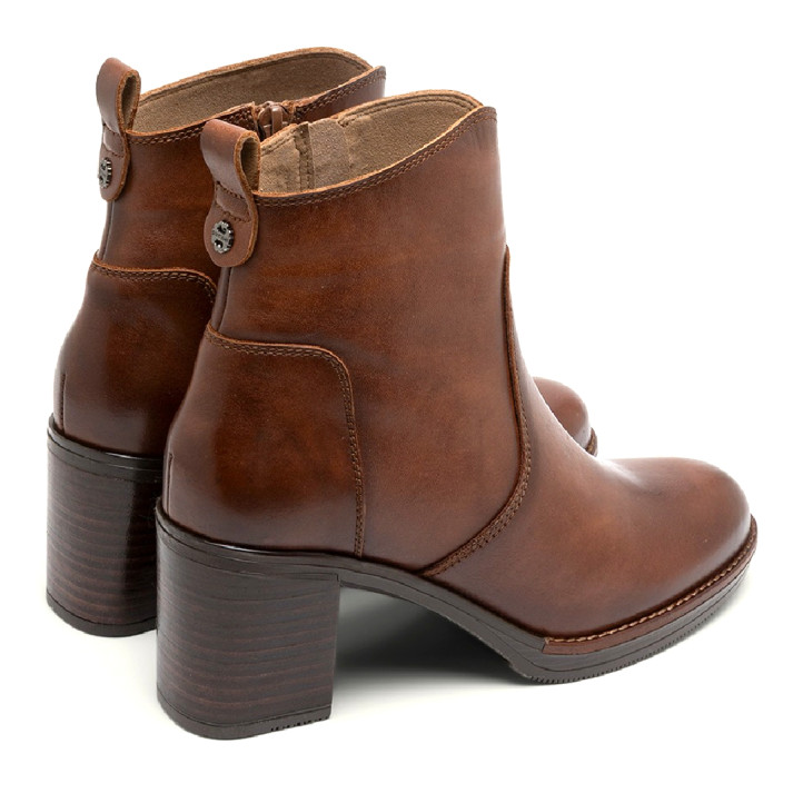 BOTINES DE PIEL DE TACÓN CUERO RAQUEL PORRONET - Querol online