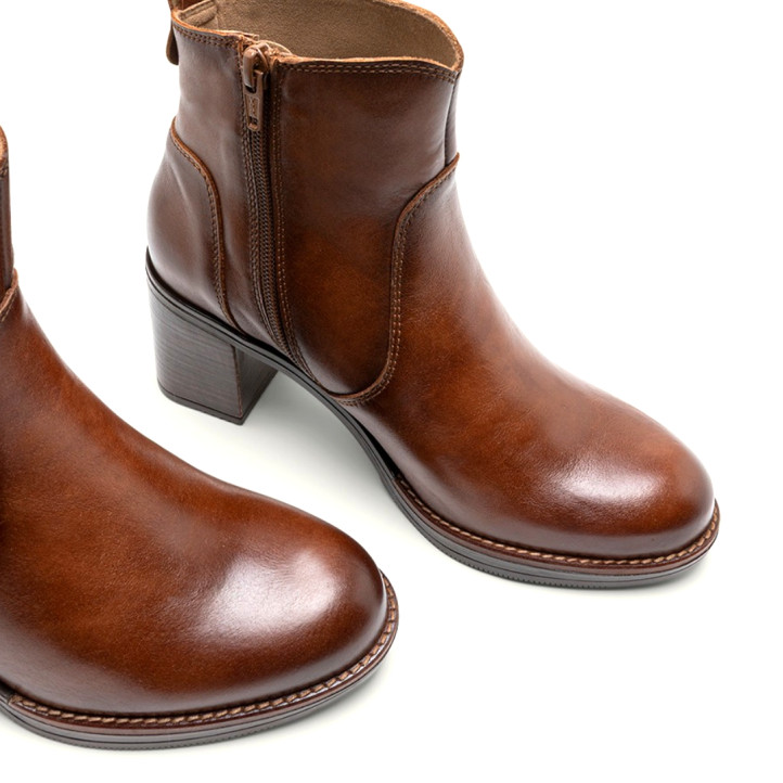BOTINES DE PIEL DE TACÓN CUERO RAQUEL PORRONET - Querol online