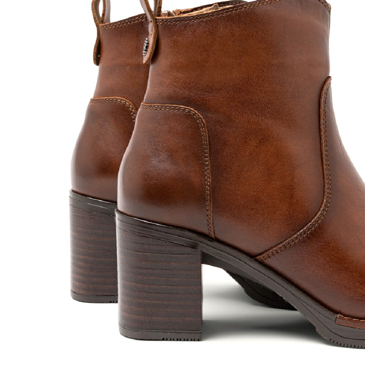 BOTINES DE PIEL DE TACÓN CUERO RAQUEL PORRONET - Querol online