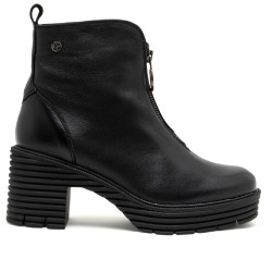 BOTINES DE PIEL CON CREMALLERA NEGRO MILA PORRONET - Querol online