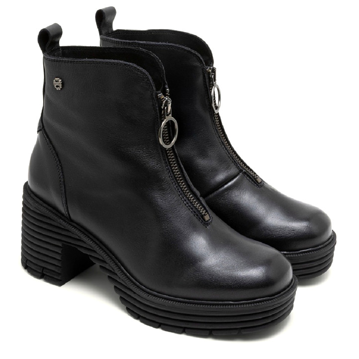 BOTINES DE PIEL CON CREMALLERA NEGRO MILA PORRONET - Querol online