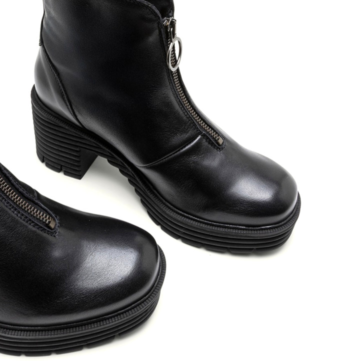 BOTINES DE PIEL CON CREMALLERA NEGRO MILA PORRONET - Querol online